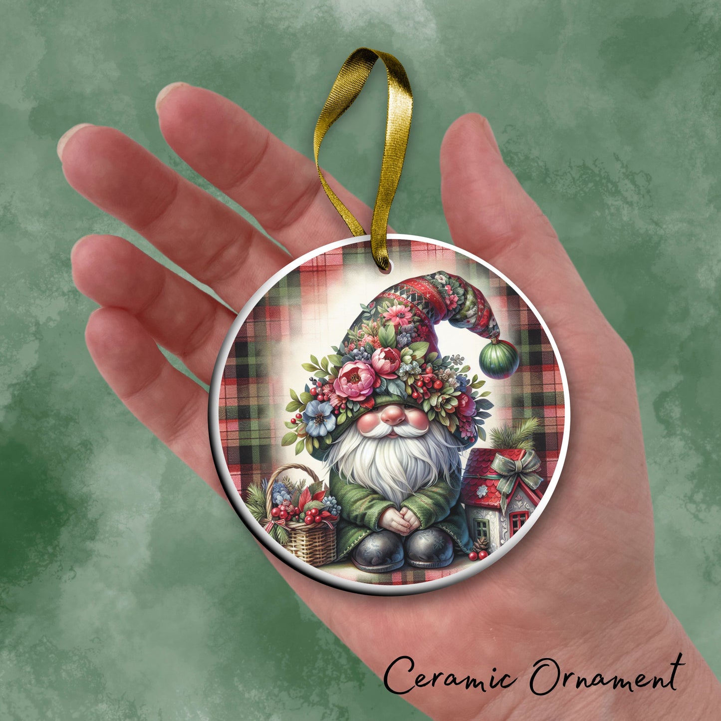 Gnome Christmas Ceramic Ornament 32-41