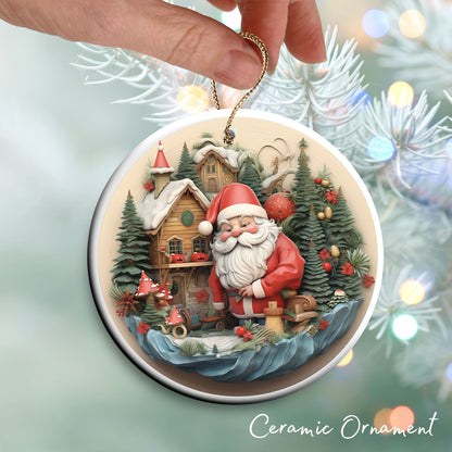 Whimsical Gnome Christmas Ceramic Ornament 70-03