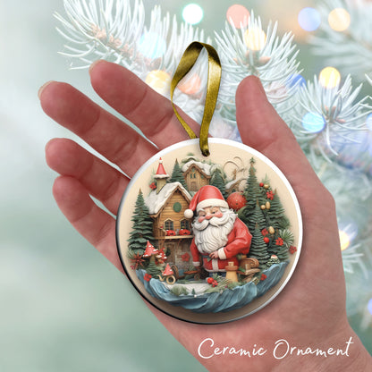 Whimsical Gnome Christmas Ceramic Ornament 70-03