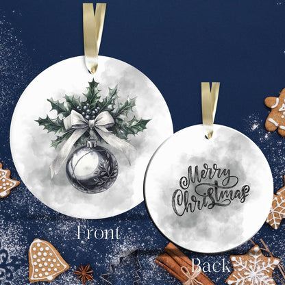 Gothic Christmas Decor Monochrome Black and White Ceramic Ornament 65-03