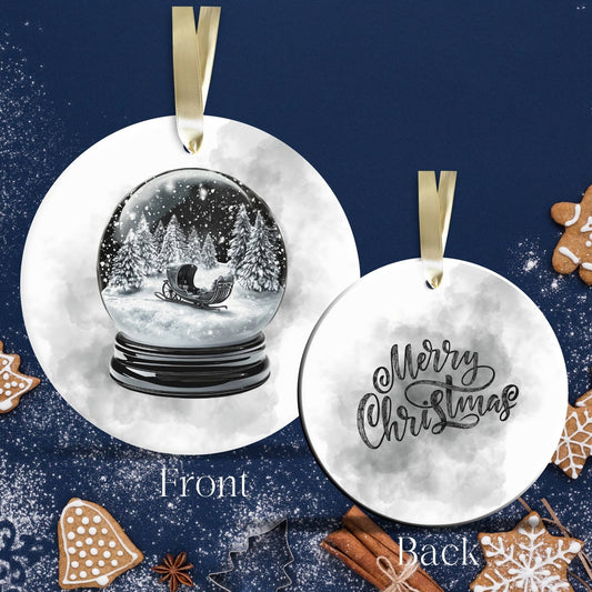 Gothic Christmas Decor Monochrome Black and White Ceramic Ornament 65-04