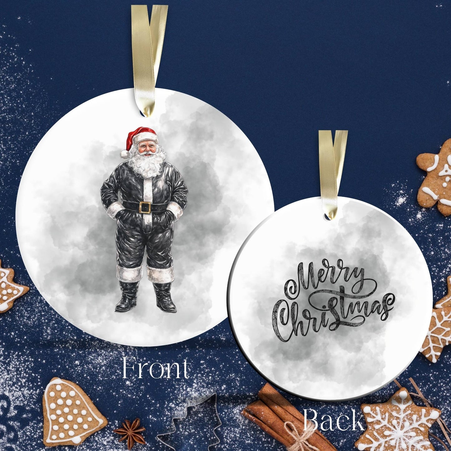Gothic Christmas Decor Monochrome Black and White Ceramic Ornament 65-10