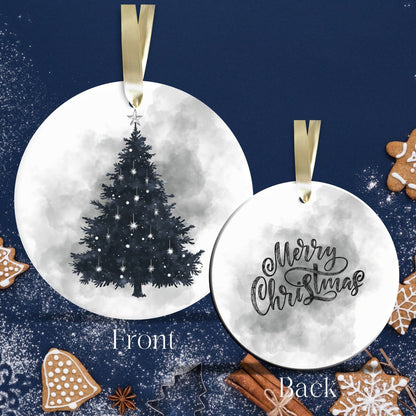 Gothic Christmas Decor Monochrome Black and White Ceramic Ornament 65-13