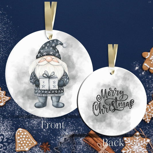 Gothic Christmas Decor Monochrome Black and White Ceramic Ornament 65-14
