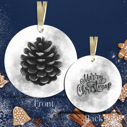 Gothic Christmas Decor Monochrome Black and White Ceramic Ornament 65-22