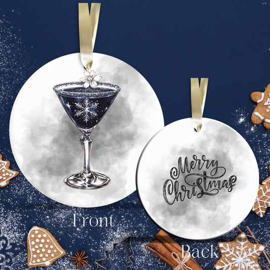 Gothic Christmas Decor Monochrome Black and White Ceramic Ornament 65-23