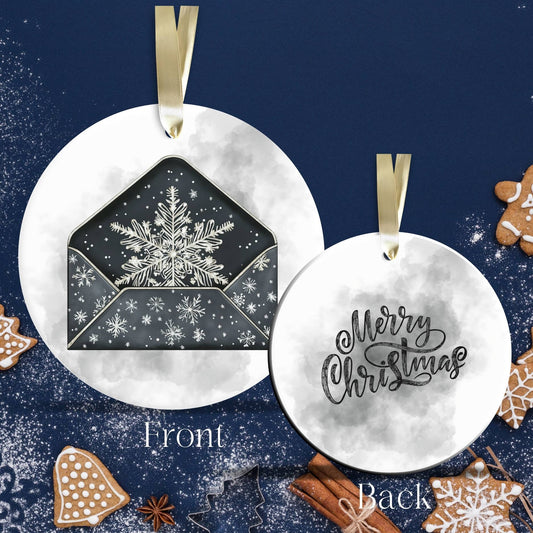 Gothic Christmas Decor Monochrome Black and White Ceramic Ornament 65-27
