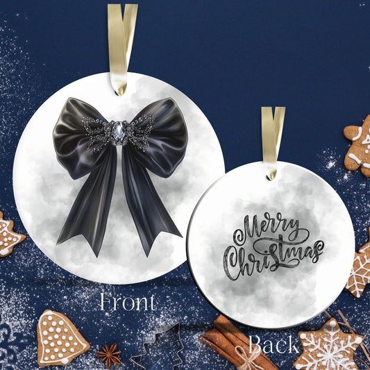 Gothic Christmas Decor Monochrome Black and White Ceramic Ornament 65-28