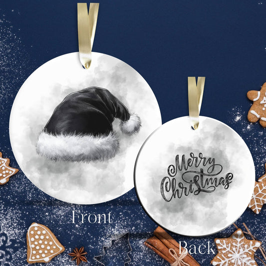 Gothic Christmas Decor Monochrome Black and White Ceramic Ornament 65-32
