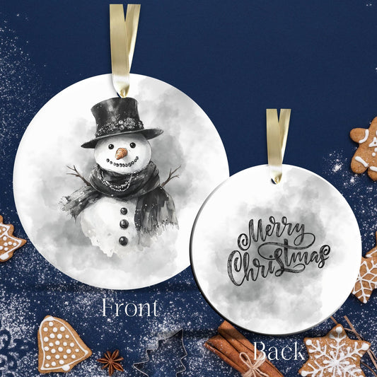 Gothic Christmas Decor Monochrome Black and White Ceramic Ornament 65-33