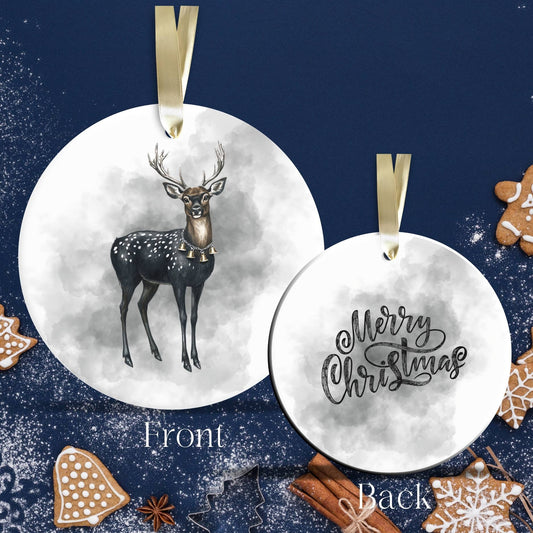 Gothic Christmas Decor Monochrome Black and White Ceramic Ornament 65-34