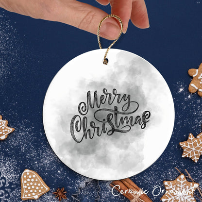 Gothic Christmas Decor Monochrome Black and White Ceramic Ornament 65-20