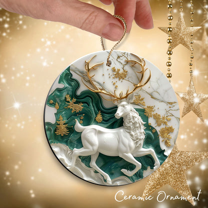 Green and Gold Christmas Ceramic Ornament 34-01