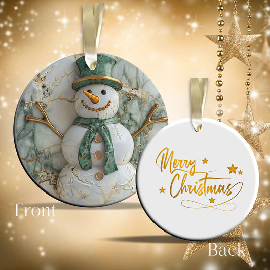 Christmas Snowman Ceramic Ornament 34-12