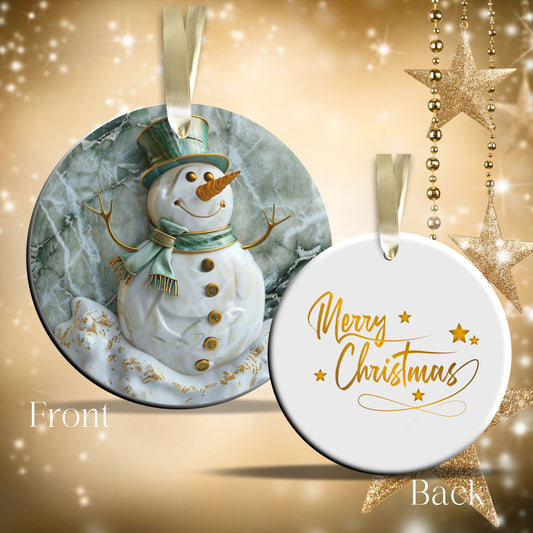 Christmas Snowman Ceramic Ornament 34-13