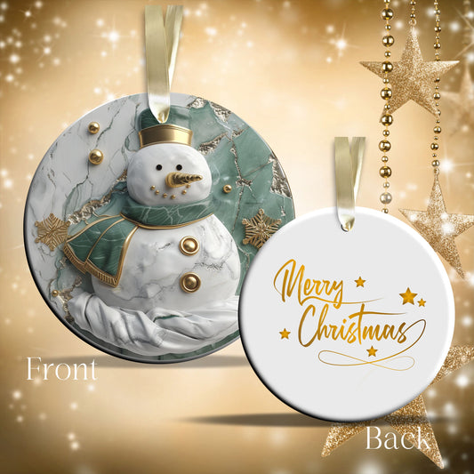 Christmas Snowman Ceramic Ornament 34-14