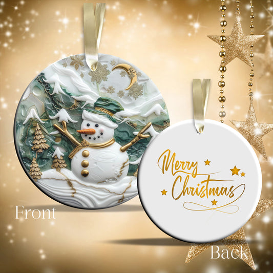 Christmas Snowman Ceramic Ornament 34-15