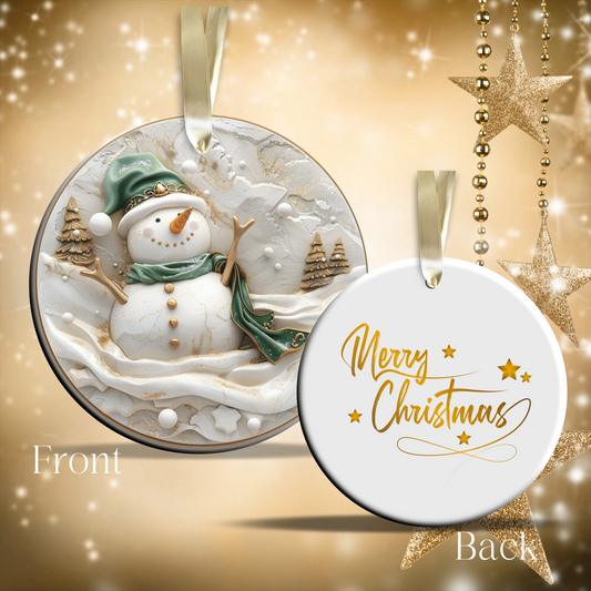 Christmas Snowman Ceramic Ornament 34-17