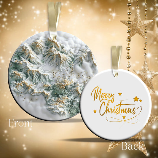 Christmas Gold and Green Ceramic Ornament 34-56