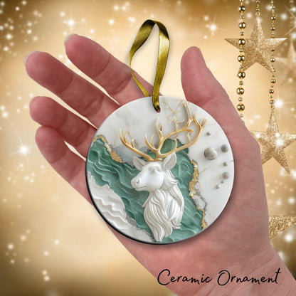 Christmas Reindeer Ceramic Ornament 34-58