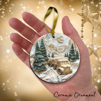 Christmas Gold and Green Ceramic Ornament 34-63