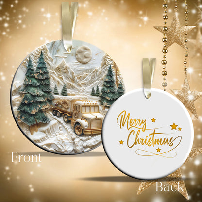 Christmas Gold and Green Ceramic Ornament 34-63