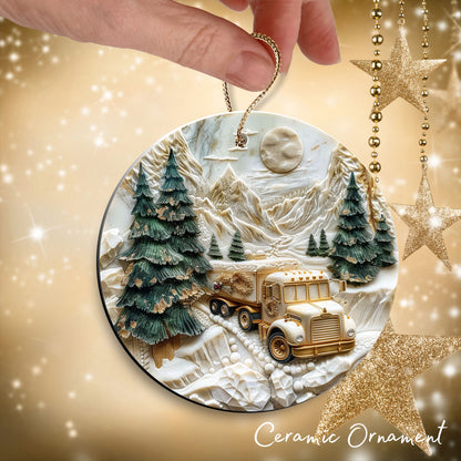 Christmas Gold and Green Ceramic Ornament 34-63