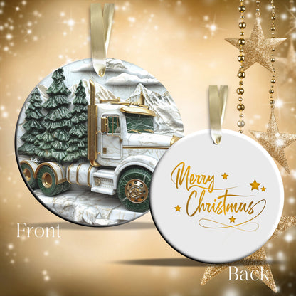 Christmas Gold and Green Ceramic Ornament 34-65