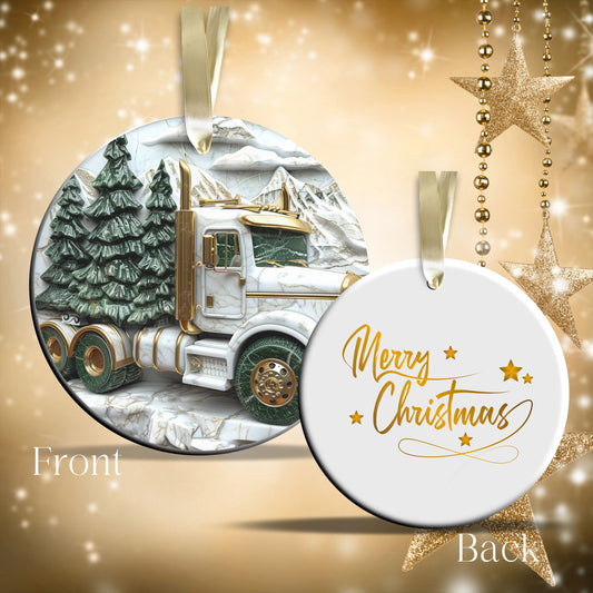 Christmas Gold and Green Ceramic Ornament 34-65