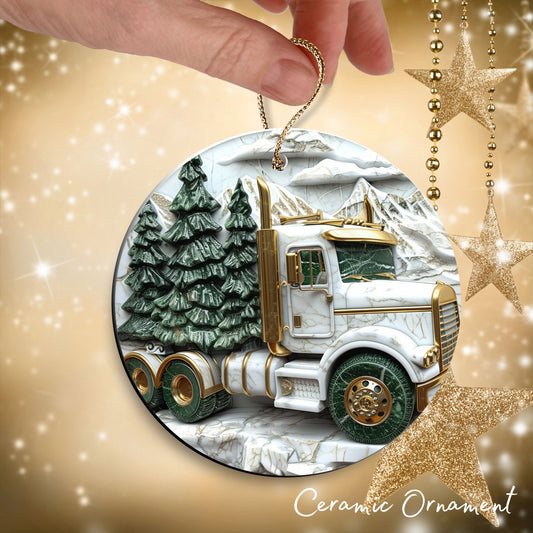 Christmas Gold and Green Ceramic Ornament 34-65