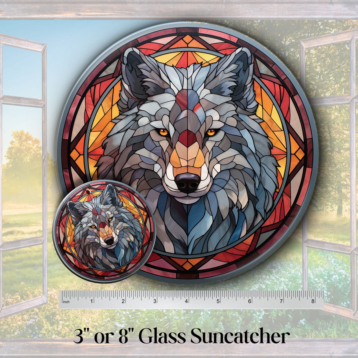 Grey Wolf Suncatcher for Windows 144-03