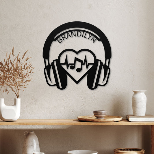 Groovy Music Headphones - Metal Sign