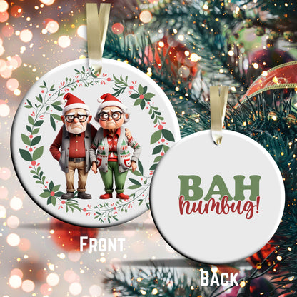 Grumpy Christmas Grandparents Ceramic Ornament 52-03