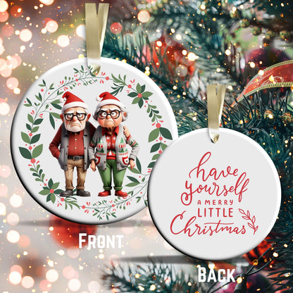 Grumpy Christmas Grandparents Ceramic Ornament 52-03