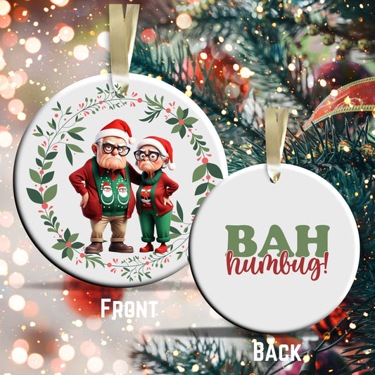 Grumpy Christmas Grandparents Ceramic Ornament 52-05