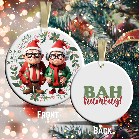 Grumpy Christmas Grandparents Ceramic Ornament 52-11