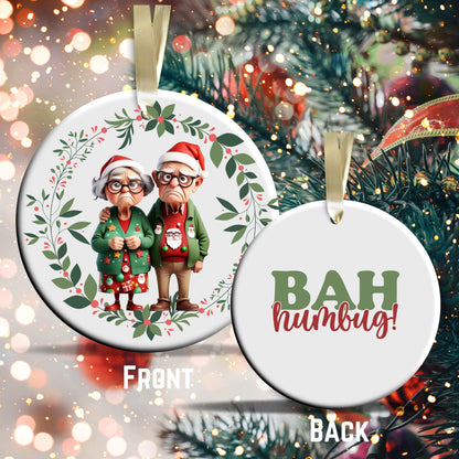 Grumpy Christmas Grandparents Ceramic Ornament 52-15