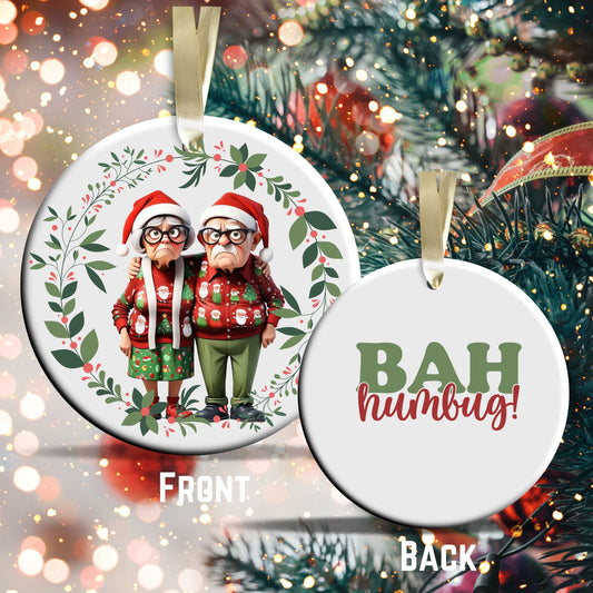 Grumpy Christmas Grandparents Ceramic Ornament 52-25