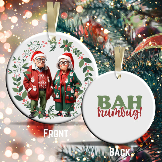 Grumpy Christmas Grandparents Ceramic Ornament 52-35