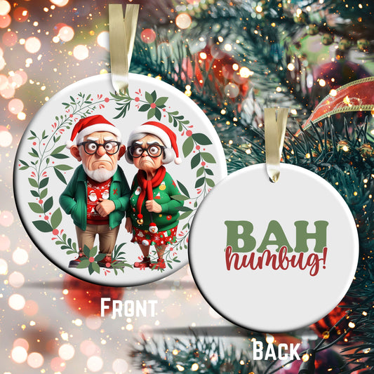 Grumpy Christmas Grandparents Ceramic Ornament 52-37