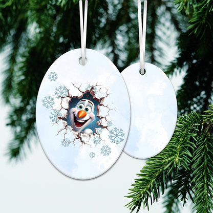 Happy Snowman Ceramic Ornament 30-42