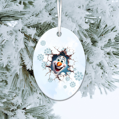 Happy Snowman Ceramic Ornament 30-42
