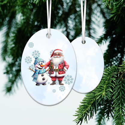 Happy Snowman Ceramic Ornament 30-51