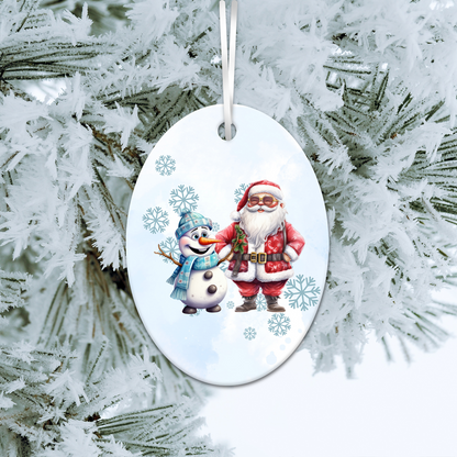 Happy Snowman Ceramic Ornament 30-51
