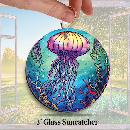 Glass Suncatcher Stained Glass 138-05 Jelly Fish