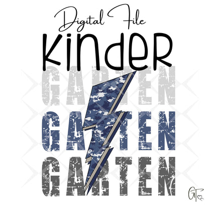 Camo Blue Lightening Bolt Back to School Digital File