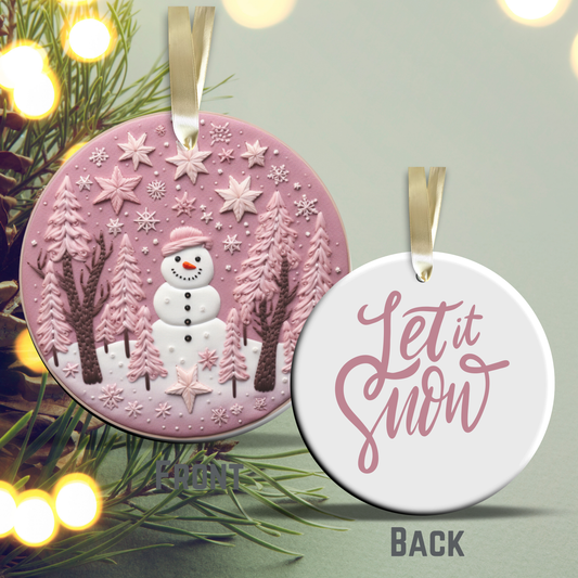 Let It Snow Snowman Ceramic Ornament 27-03