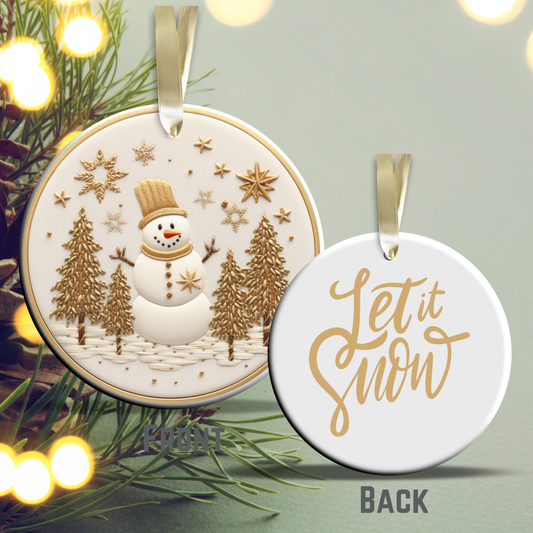 Let It Snow Snowman Ceramic Ornament 27-04