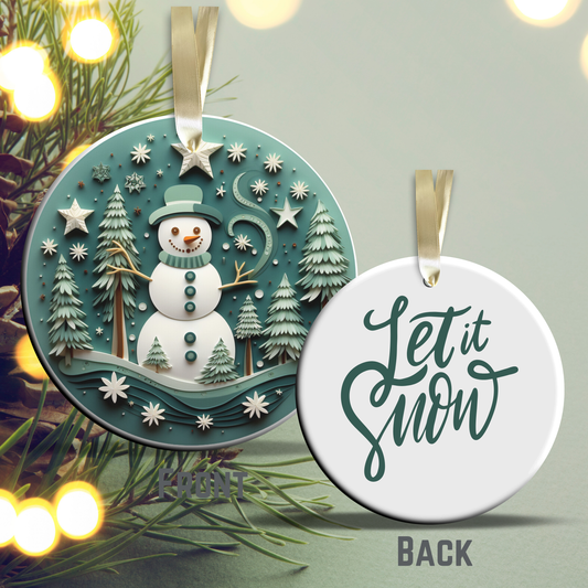 Let It Snow Snowman Ceramic Ornament 27-09