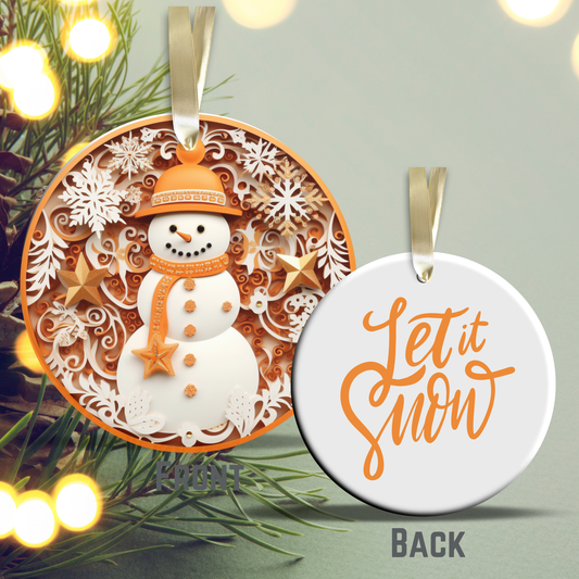 Let It Snow Snowman Ceramic Ornament 27-14